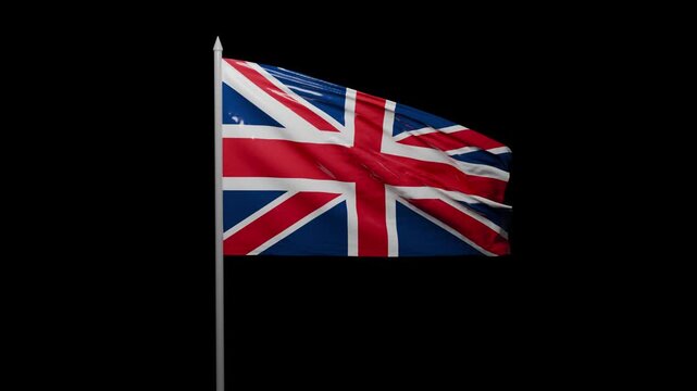 United Kingdom Flag Waving Animation Alpha Transparent