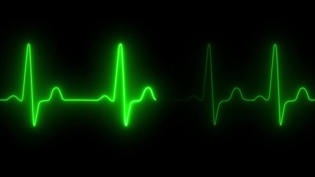 Neon heartbeat and pulse rate animation. Heartbeat monitor ECG line monitor showing heart pulse One pulse line. ECG heartbeat monitor, ECG monitor, Heart beating and pumping 4k video
