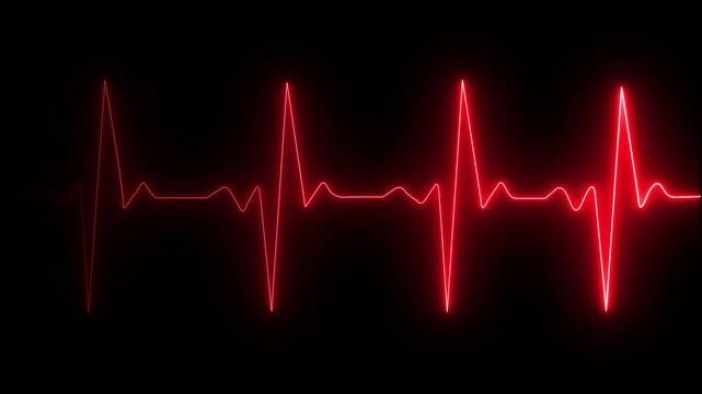 neon heartbeat pulse rate line. Health and Medical concept. EKG Pulse Wave, cardiogram and rhythm Heartbeat monitor EKG line monitor showing heart pulse .Neon sign heartbeat signal animation 4k