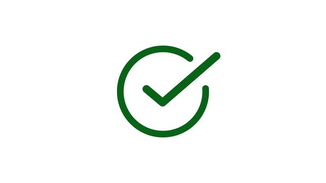 check mark appears, tick icon animation, Success, correct or right choice, accepted. Motion graphic design. 4K animated footage. Yes and vote sign 4k video
