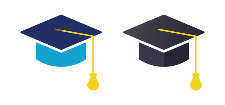 Graduation hat cap icons set. Achievement student life. Academic cap. Education symbol. convocation caps. University Mortarboard. diploma icon symbol
