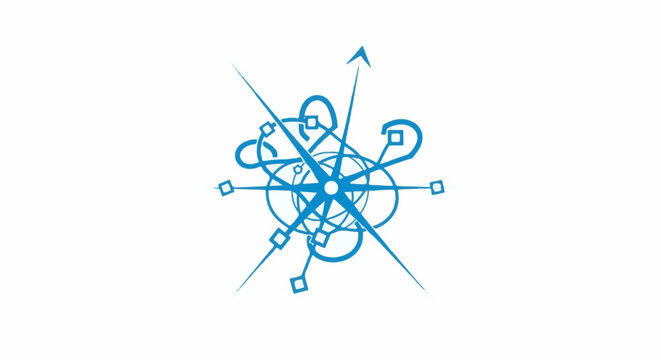 Abstract blue geometric design with intersecting lines and circles