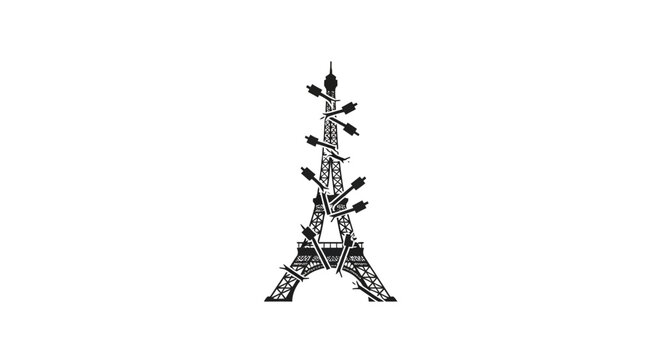 Eiffel Tower Iron Latticework Structure Icon.