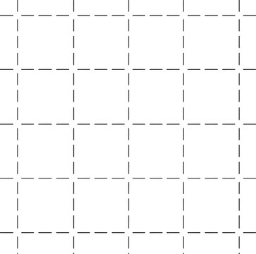 Seamless Dashed Grid Pattern, Minimal Broken Line Square Grid, Black Line Art Vector Background