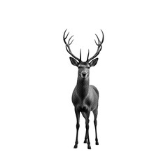Naklejka premium A detailed black and white halftone illustration of a majestic deer with large antlers
