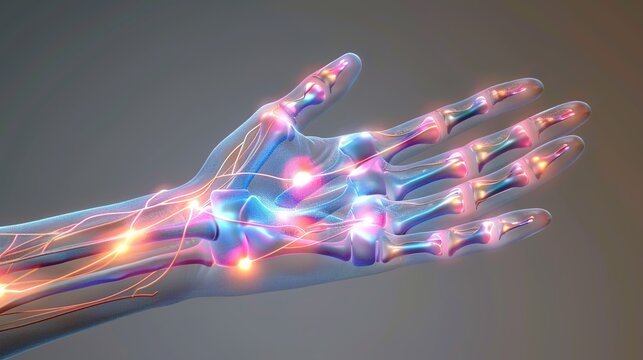 Neuropathy nerve damage medical concept, peripheral neuropathy disorder anatomy illustration, human nervous system disease, nerve fiber inflammation and degeneration, neurological health problem