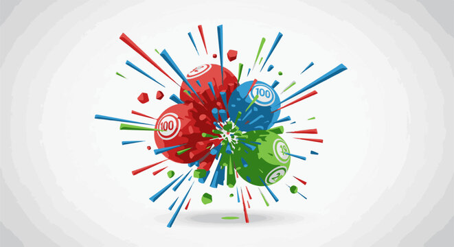 Abstract explosion of colorful spheres with numbers
