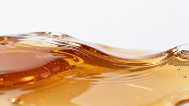 Golden liquid wave with bubbles