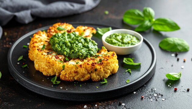 Blumenkohl-Steak mit Kr&auml;utersauce