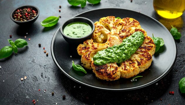 Blumenkohl-Steak mit Kr&auml;utersauce