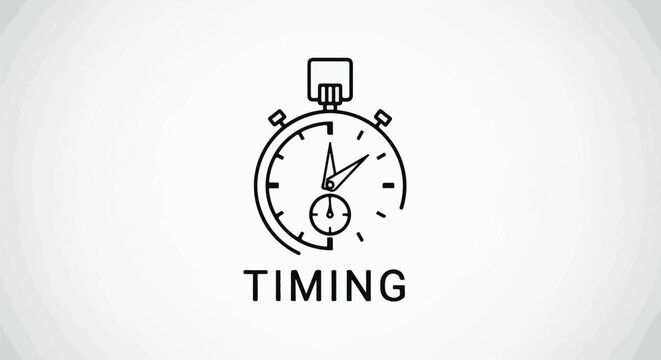 Black outline of a stopwatch with the word TIMING below