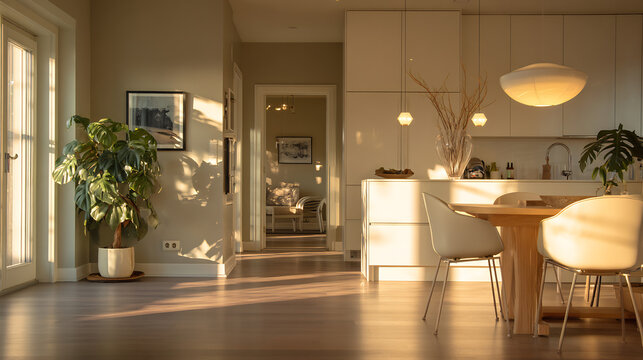 Sunlit modern kitchen interior