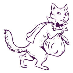 Thief cat with a cape © Vexels