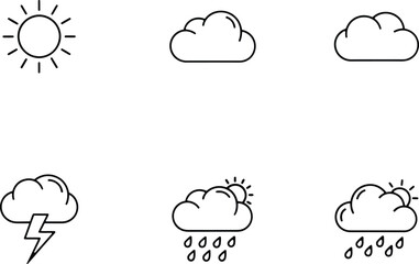 Obraz premium Weather icon set a collection of hand drawn meteorological symbols for forecasting and climate representation