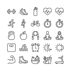 Fototapeta premium Fitness and healthy lifestyle icons vector illustration collection