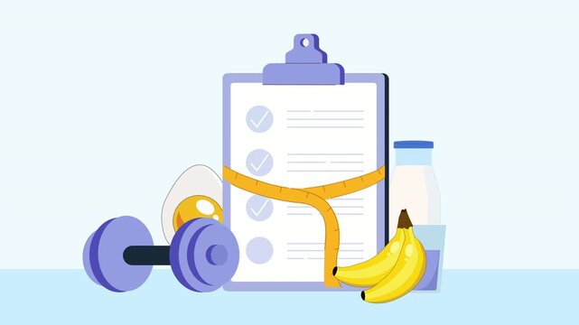 fitness plan workout diet routine healthy lifestyle exercise nutrition animation