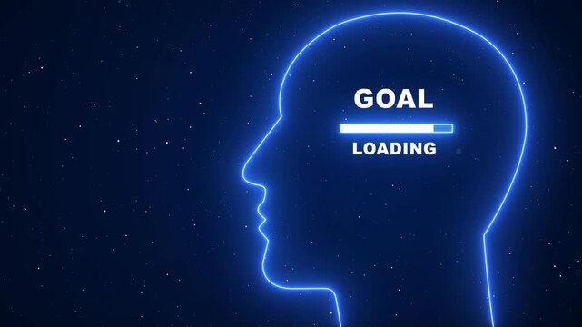 Human head abstract with goal-oriented mind. Successful businessman mindset. Motivation mindset and progress growth background. 4K video