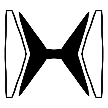 Black and white symmetric mandala shape element