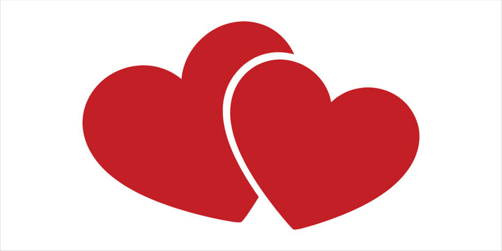 Two interlocking red hearts a symbol of love connection and partnership