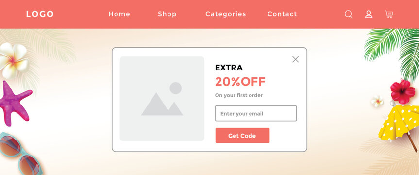 Modern Summer Sale E-commerce Email Banner UI Template for Marketing and Discount Promotions