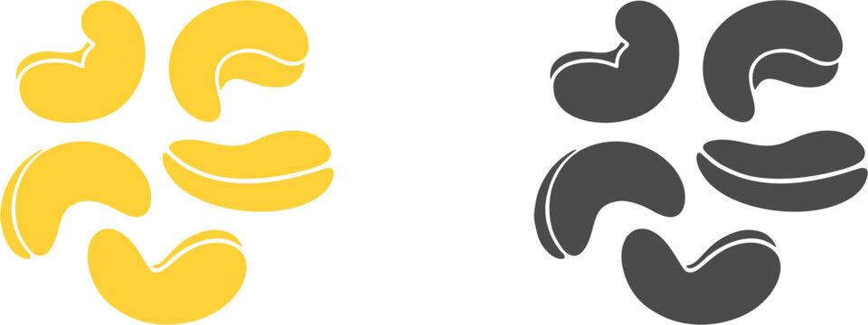 Cashew nuts kernels group icon for healthy snack and food packaging