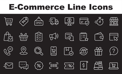 Fototapeta premium E-Commerce and Shopping thin line icons set. Online shopping. Shopping line icons