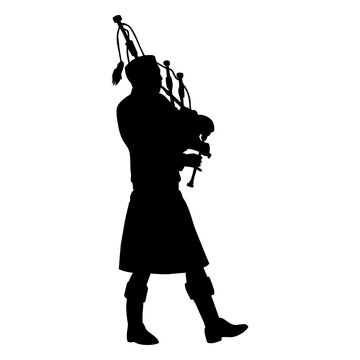 Dynamic bagpiper silhouette design