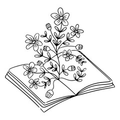 Fototapeta premium Whimsical floral book illustration