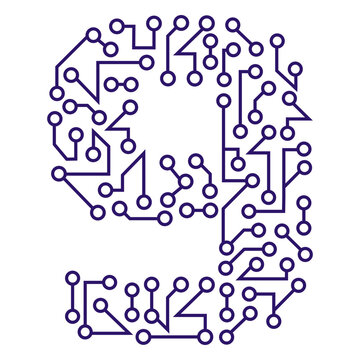 Circuit board with the number nine on it