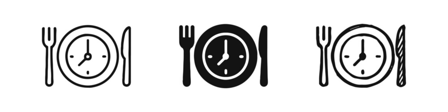 Intermittent Fasting Meal Time and Eating Schedule Icon Set