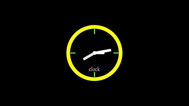 Reverse clock animation showing time running. abstract analog clock animation background