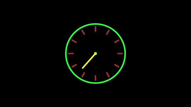 Reverse clock animation showing time running. abstract analog clock animation background