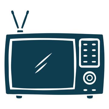 Blue vintage tv icon