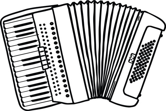 Black and white accordion illustration