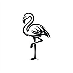Obraz premium Minimal Black Flamingo Silhouette Vector Illustration Standing on One Leg