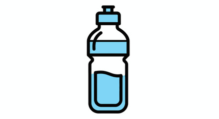 Obraz premium A simple illustration of a plastic botol minum with a screw-on cap on a clean white background.