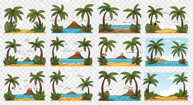 Tropical palm trees on a beach.