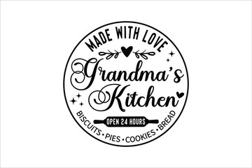 Naklejka premium Grandma's Kitchen Open 24 Hours Funny Food Quote Design