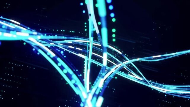 Abstract blue background with glowing lines and futuristic design 4k tech animation video