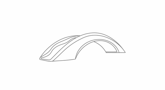 Sleek automotive vehicle fender or wheel arch outline vector illustration for car body part design on white background