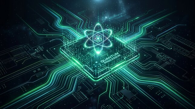 Revolutionary quantum computing breakthrough tech lab digital illustration futuristic environment close-up advanced technology insights