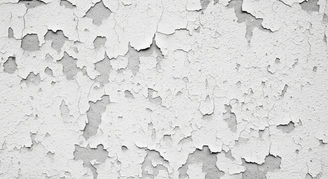 Aged white paint peeling and cracking off a weathered concrete wall surface. Wallpaper Background image