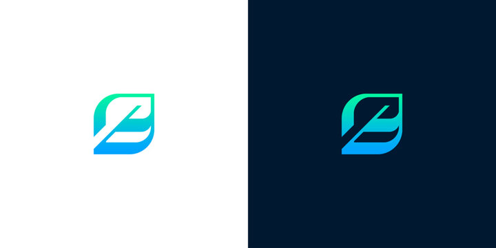 Minimalist and elegant abstract symbol combining fluidity and organic shapes with a striking blue-green gradient, ideal for a cutting-edge brand identity