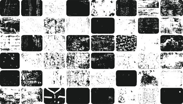 Black and White Grunge Texture Pack, Ink Brush Strokes, Distressed Scratch Marks, Abstract Stamps and Rough Textures, Vintage Monochrome Design Elements Set.