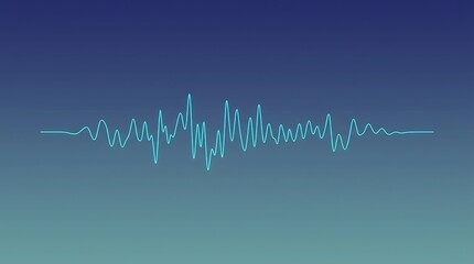 Obraz premium Neon blue sound wave audio frequency line on a dark gradient background