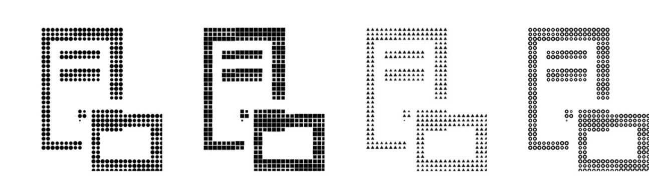 Pop art risograph icons featuring ftp server. Data exchange icon collection and design. Comic book style design. Old-school silkscreen design. Gritty halftone texture.