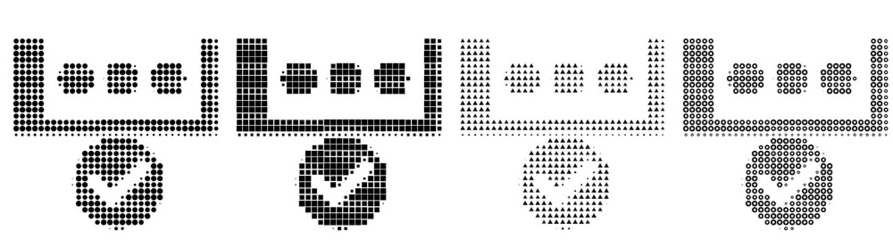 Halftone ben-day good pincode icon set isolated on transparent background, symbols for Authentication security and user identity verification. Retro newspaper printing style.