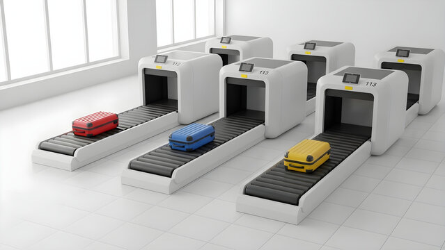 Vehicles are being scanned at airport security checkpoints with multiple machines.