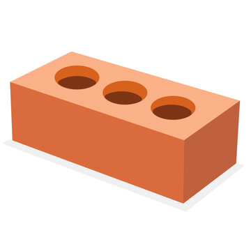 one brick square, red clay brick.