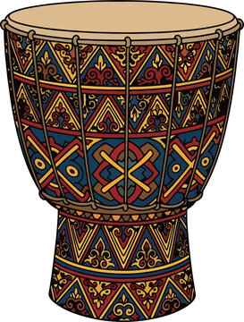 Colorful African Djembe Drum Instrument.